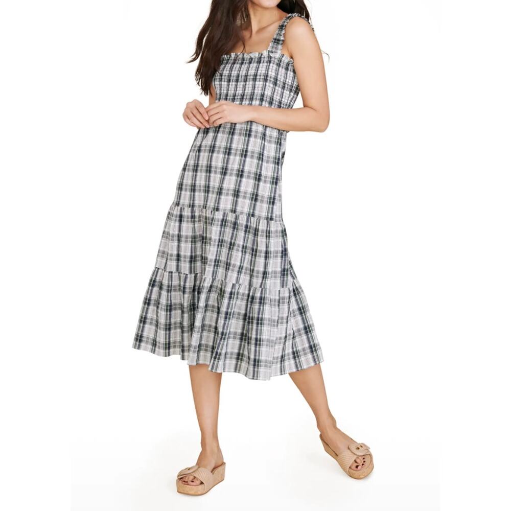 Veronica Beard Plaid Ziaga Midi Dress Sleeveless Tiered Ruched sz 8 - Picture 10 of 14